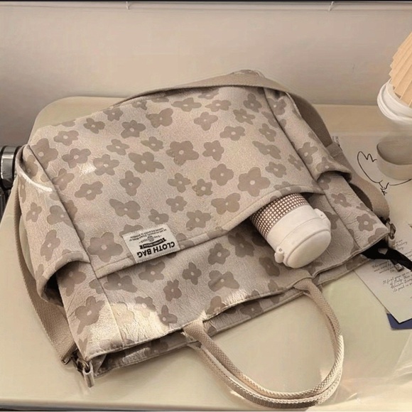 Floral Beige Swico Remado LargeCapacity Flower Printed Shoulder Bag - Picture 2 of 13